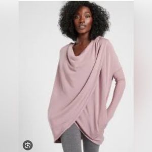 Athleta Purana wrap sweatshirt in mauve.